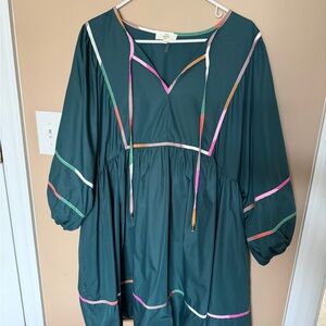 Entro Teal Mini Dress with Multicolor Accents